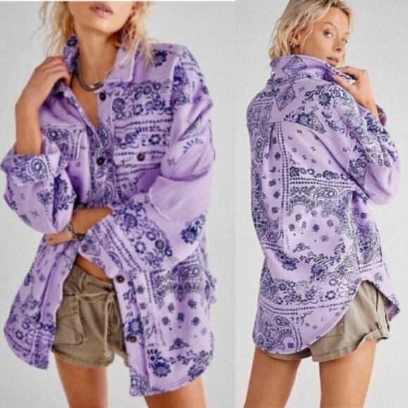 Free People Jackets & Blazers - NWT Free People Women's West Coast Printed Ruby Jacket Purple Size Medium